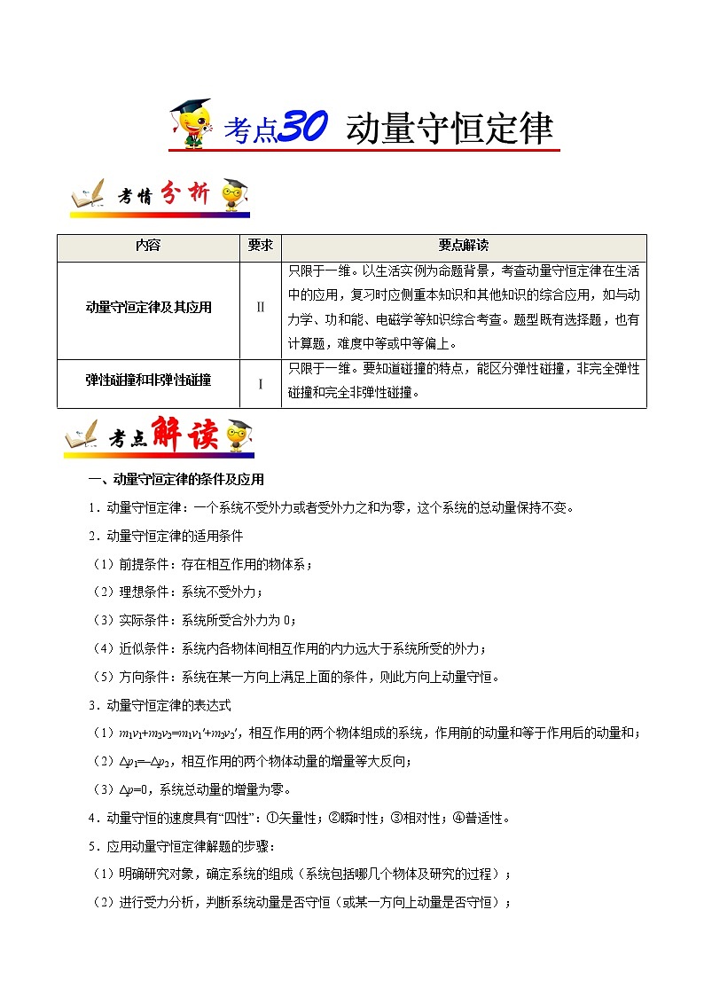 高中物理高考 考点30 动量守恒定律-备战2022年高考物理考点一遍过第1页