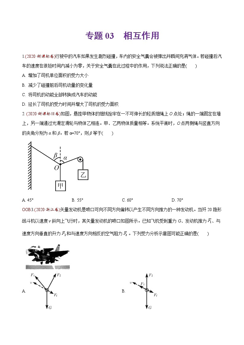 高中物理高考 专题03 相互作用-2020年高考真题和模拟题物理分类训练(学生版)第1页