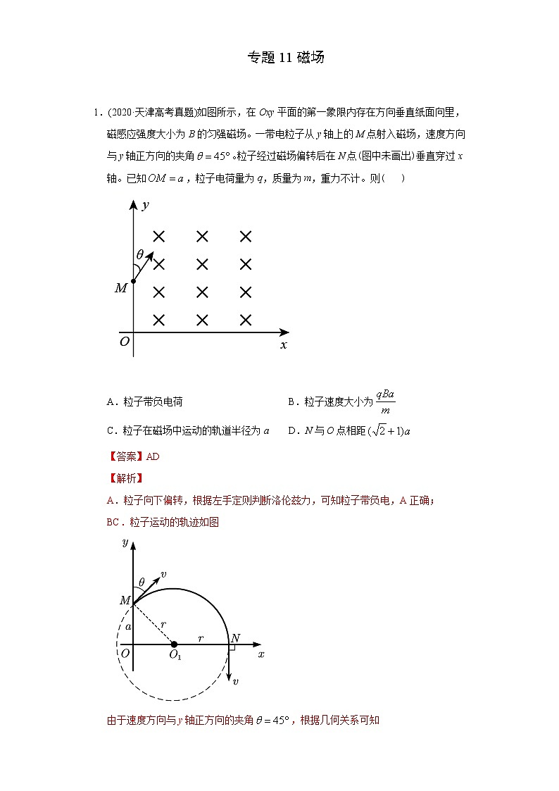 高中物理高考 专题11 磁场-2020年高考真题和模拟题物理分类训练(教师版含解析)第1页