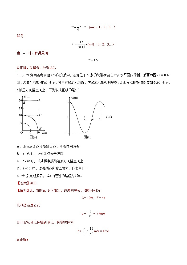 高中物理高考 专题17 机械振动和机械波-2021年高考物理真题与模拟题分类训练(教师版含解析)第2页