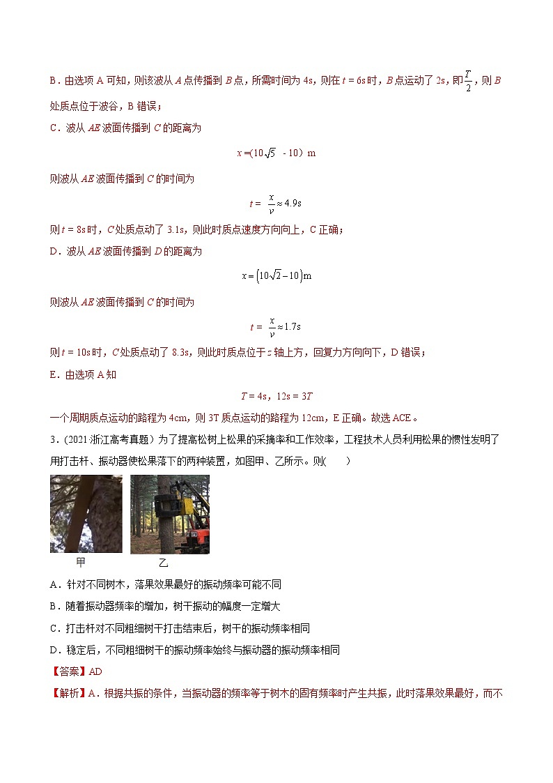 高中物理高考 专题17 机械振动和机械波-2021年高考物理真题与模拟题分类训练(教师版含解析)第3页