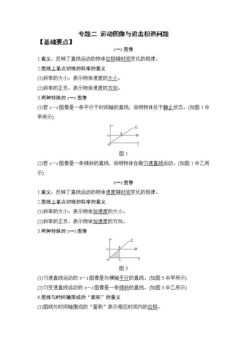 2023年高一物理上学期寒假重难点复习(人教版2019必修第一册)专题二 运动图像与追击相遇问题01