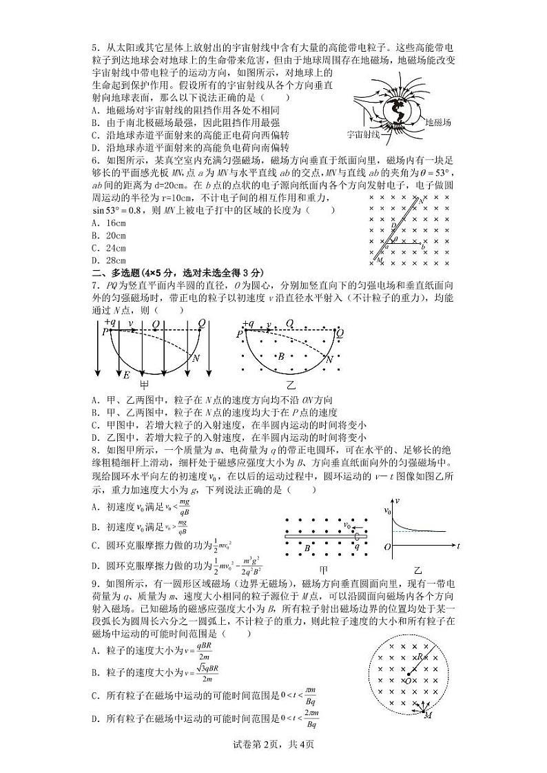 衡阳市八中2021级高二上期期末考试物理第2页