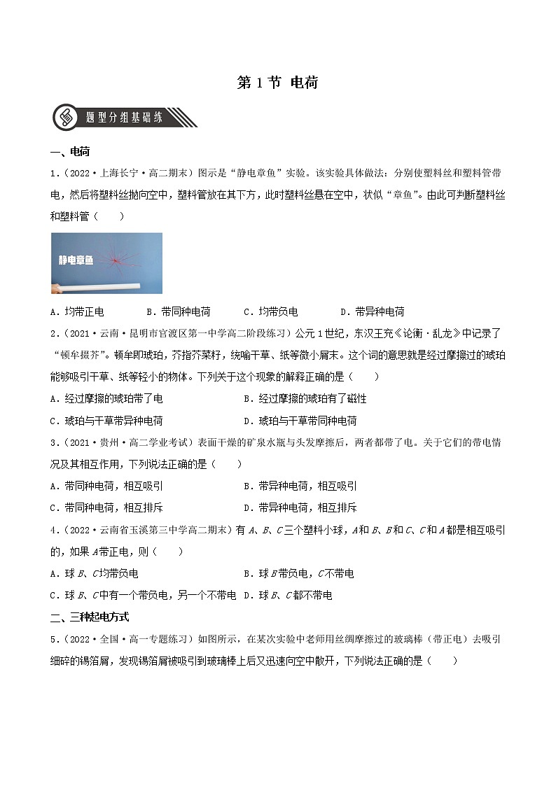 9.1 电荷(分层练习)(原卷版)第1页