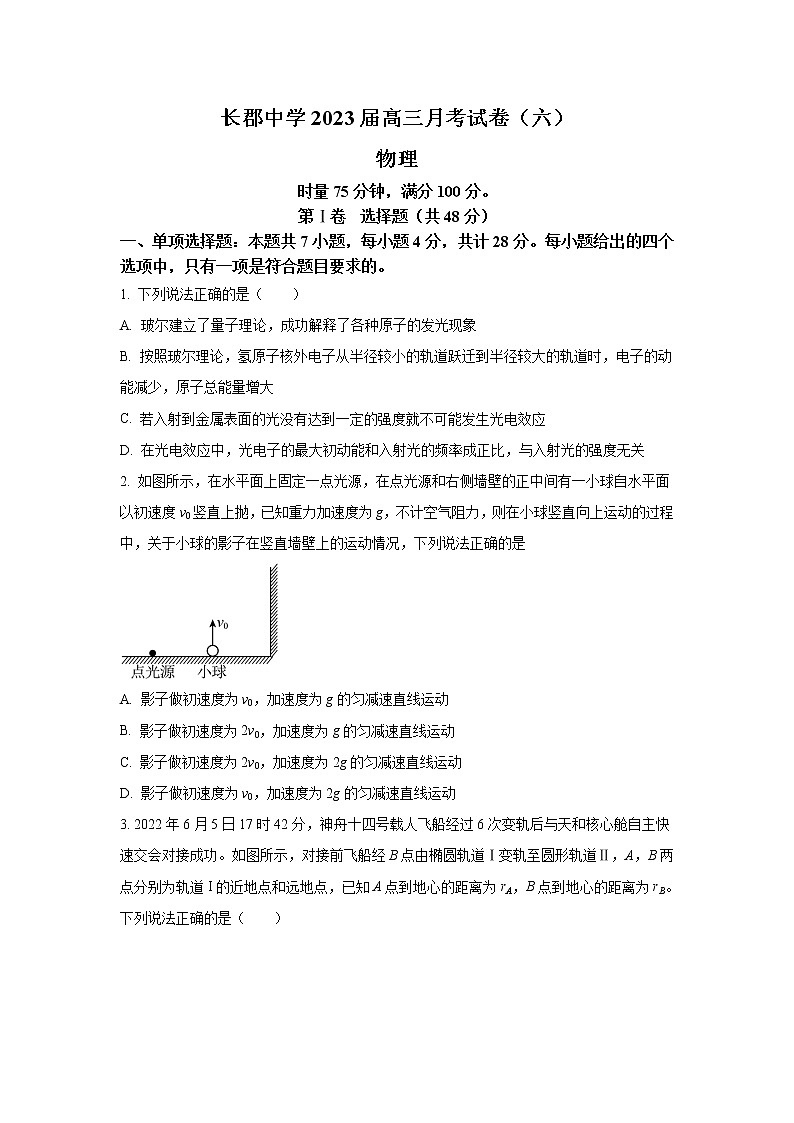 2023届湖南省长沙市长郡中学高三月考(六)物理试题(解析版)第1页