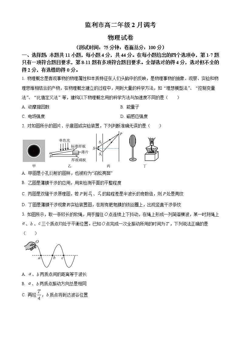 湖北省荊州市監(jiān)利市2022-2023學(xué)年高二下學(xué)期2月調(diào)考物理試題含答案第1頁