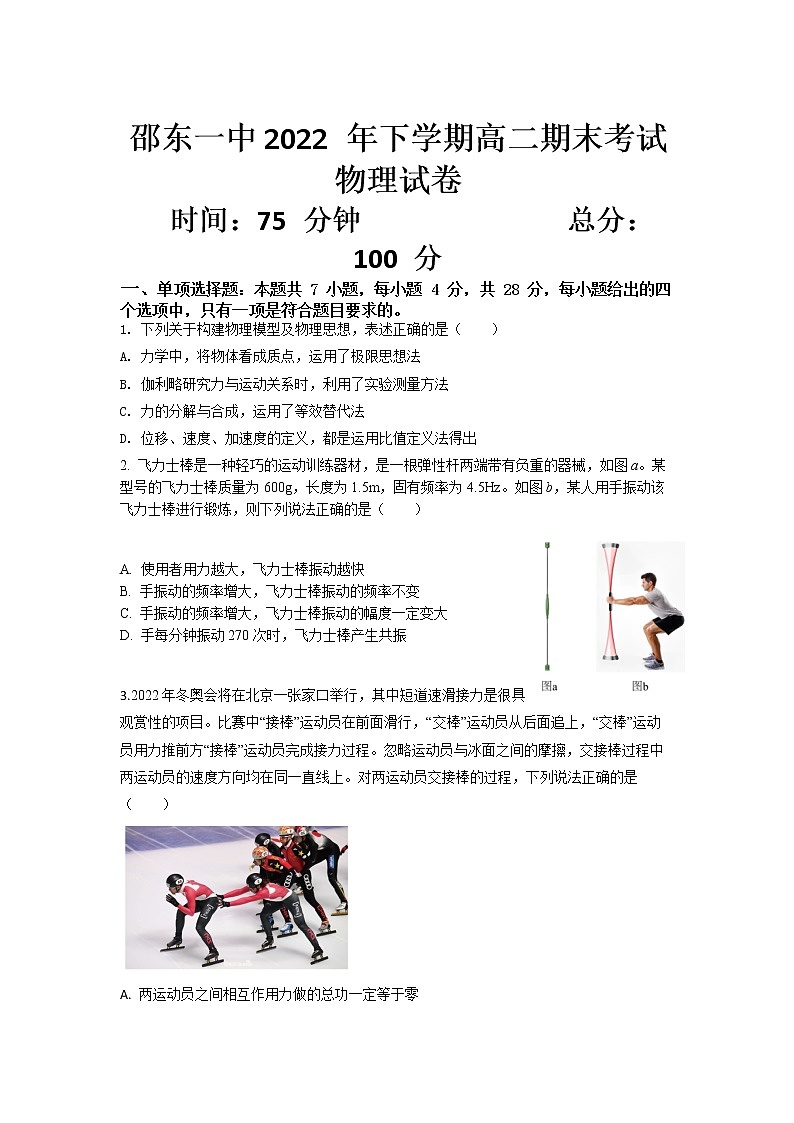 2022-2023学年湖南省邵东市第一中学高二上学期期末考试物理试题 Word版第1页