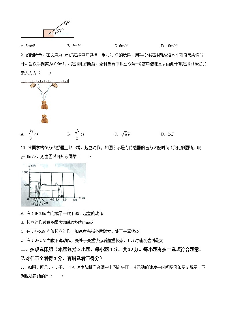 2023济南高一上学期期末考试物理含答案第3页