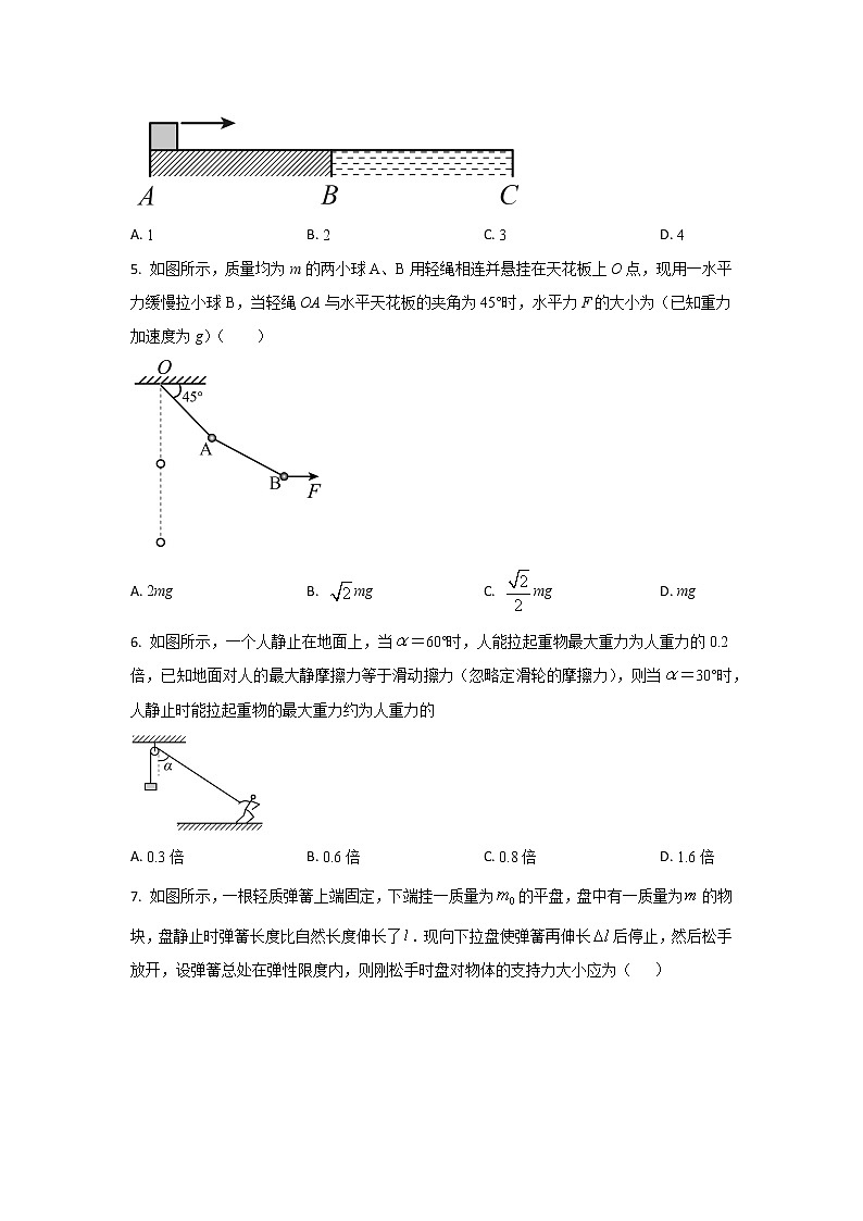 湖南省长沙市雅礼中学2022-2023学年高一上学期线上自主检测(第三次月考)物理试题(原卷版)第2页