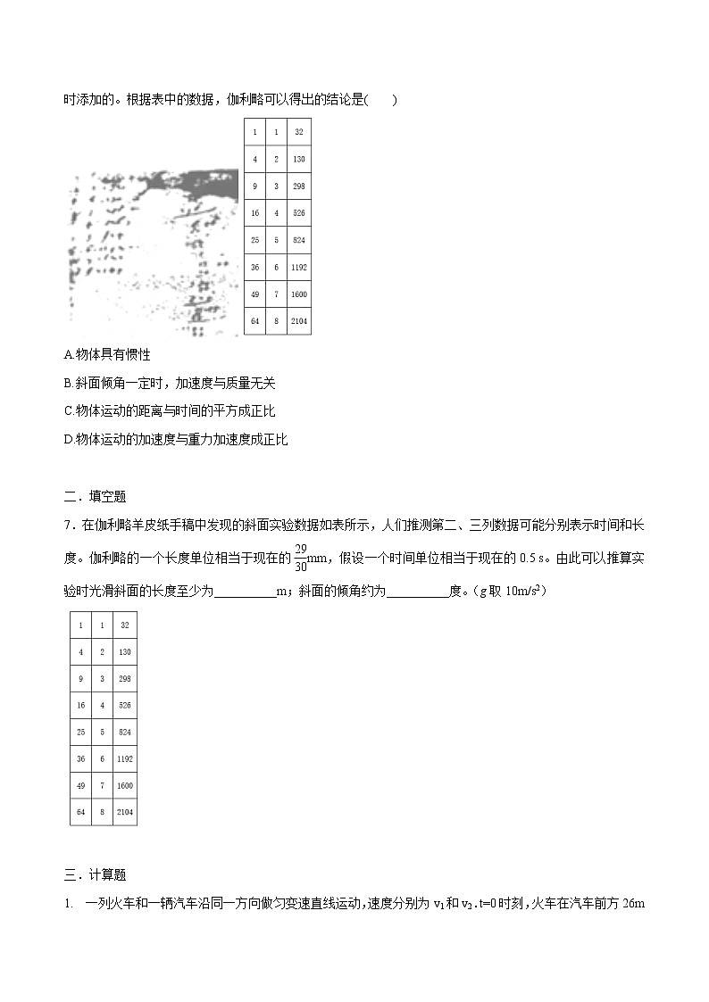 高考物理模拟题练习 专题1.10 表格信息问题(原卷版)03