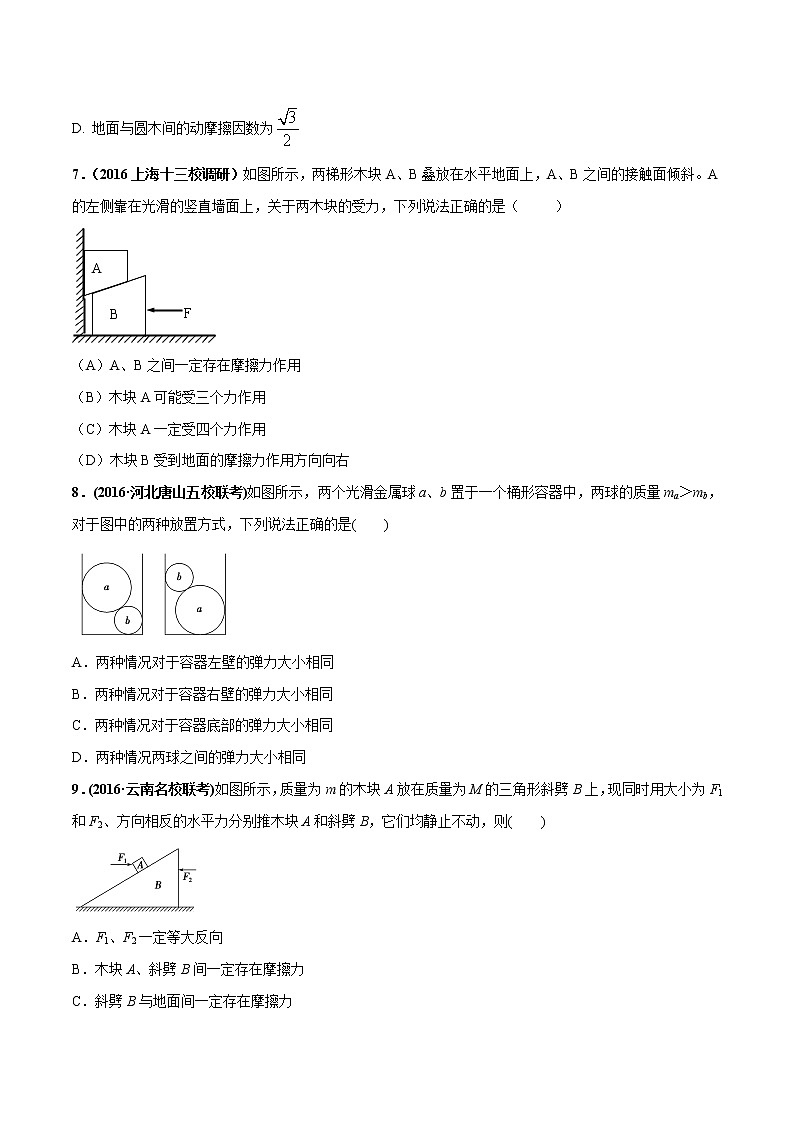 高考物理模拟题练习 专题2.6 叠加体平衡问题(提高篇)(原卷版)第3页