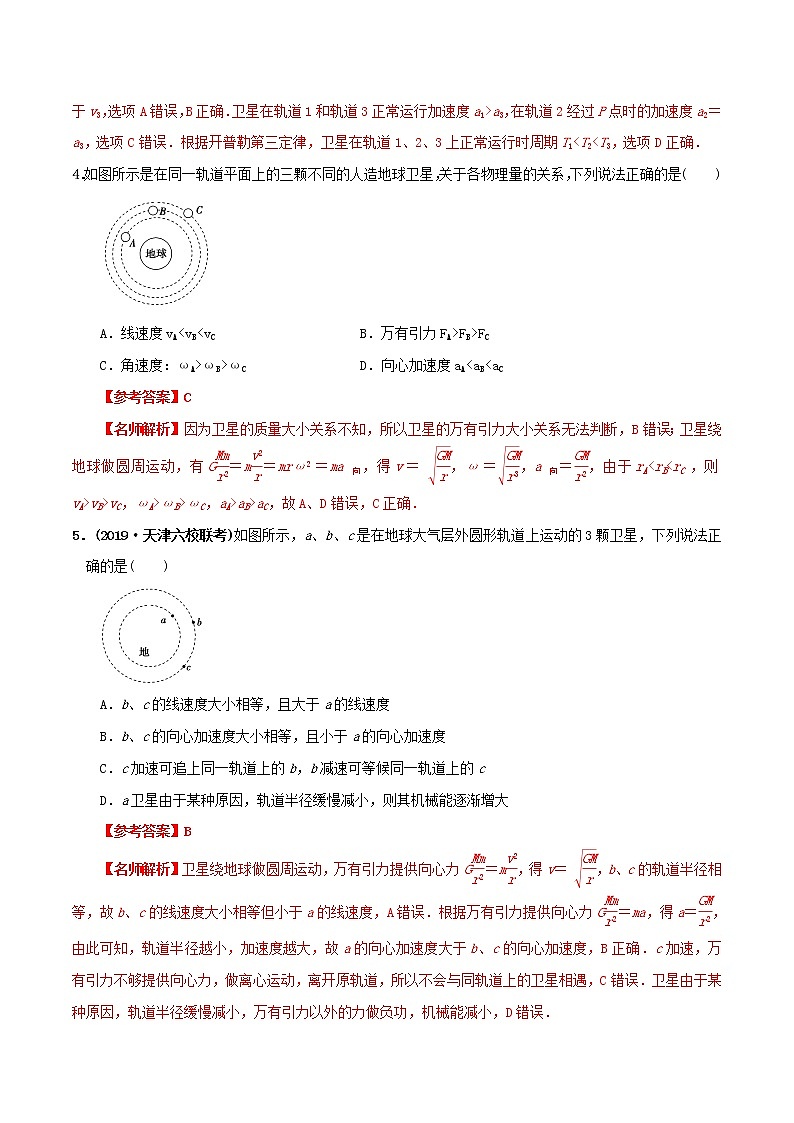 高考物理模擬題練習(xí) 專題5.15 衛(wèi)星運(yùn)動的物理量比較問題（基礎(chǔ)篇）（解析版）第3頁