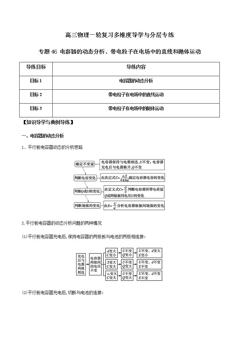專題46 電容器的動(dòng)態(tài)分析、帶電粒子在電場(chǎng)中的直線和拋體運(yùn)動(dòng)（解析版）第1頁(yè)