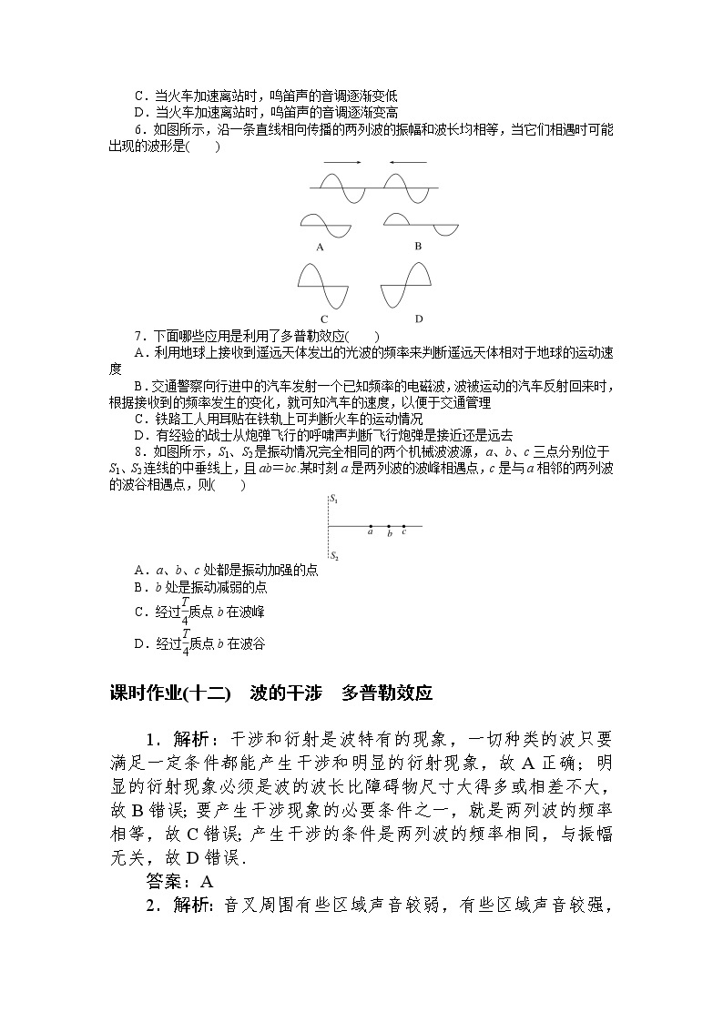 课时作业(十二)　波的干涉　多普勒效应02