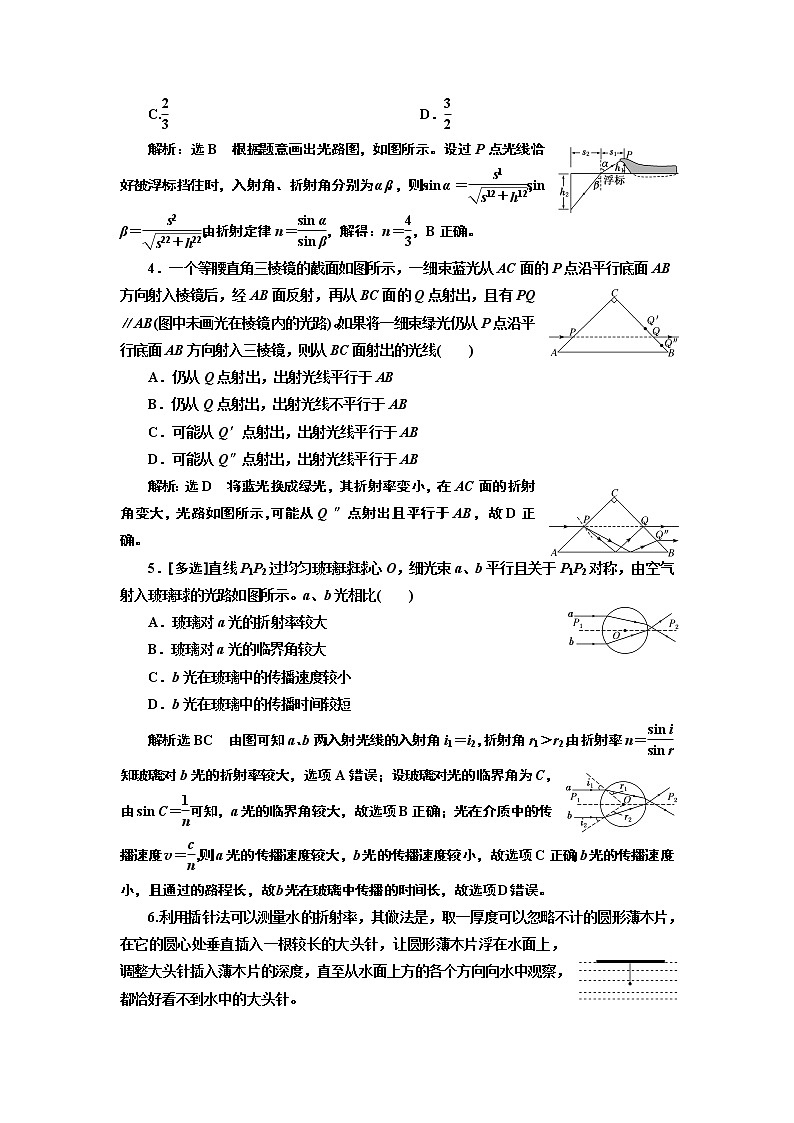 课时跟踪训练 (二十一) 光的折射和全反射的综合应用02