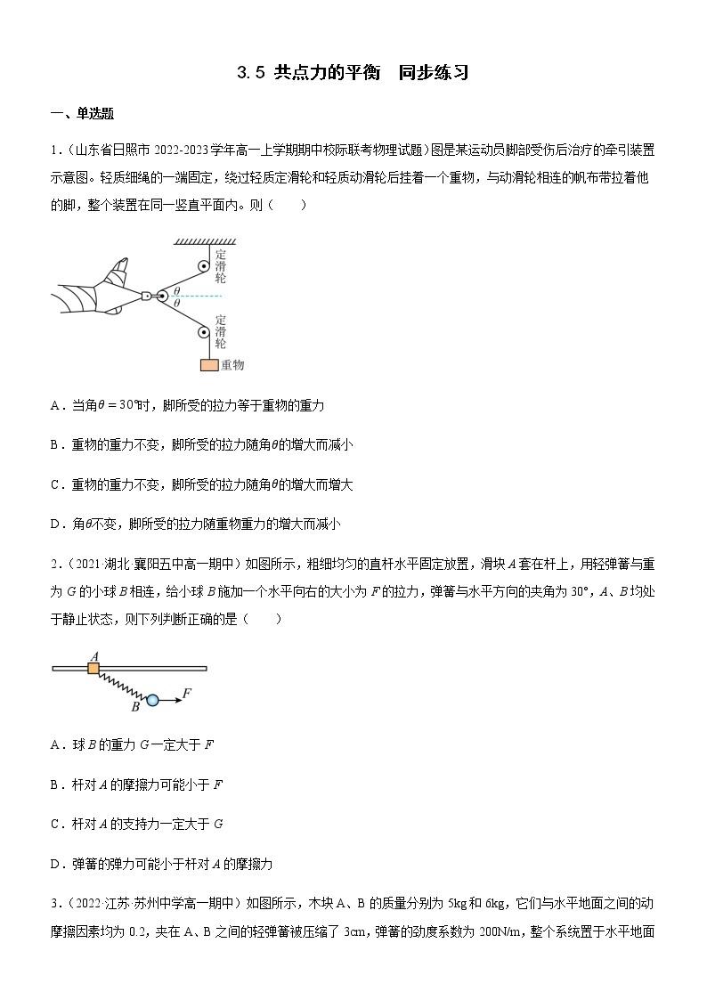 3.5 共点力的平衡（练习）高中物理课件（人教版2019必修第一册）01