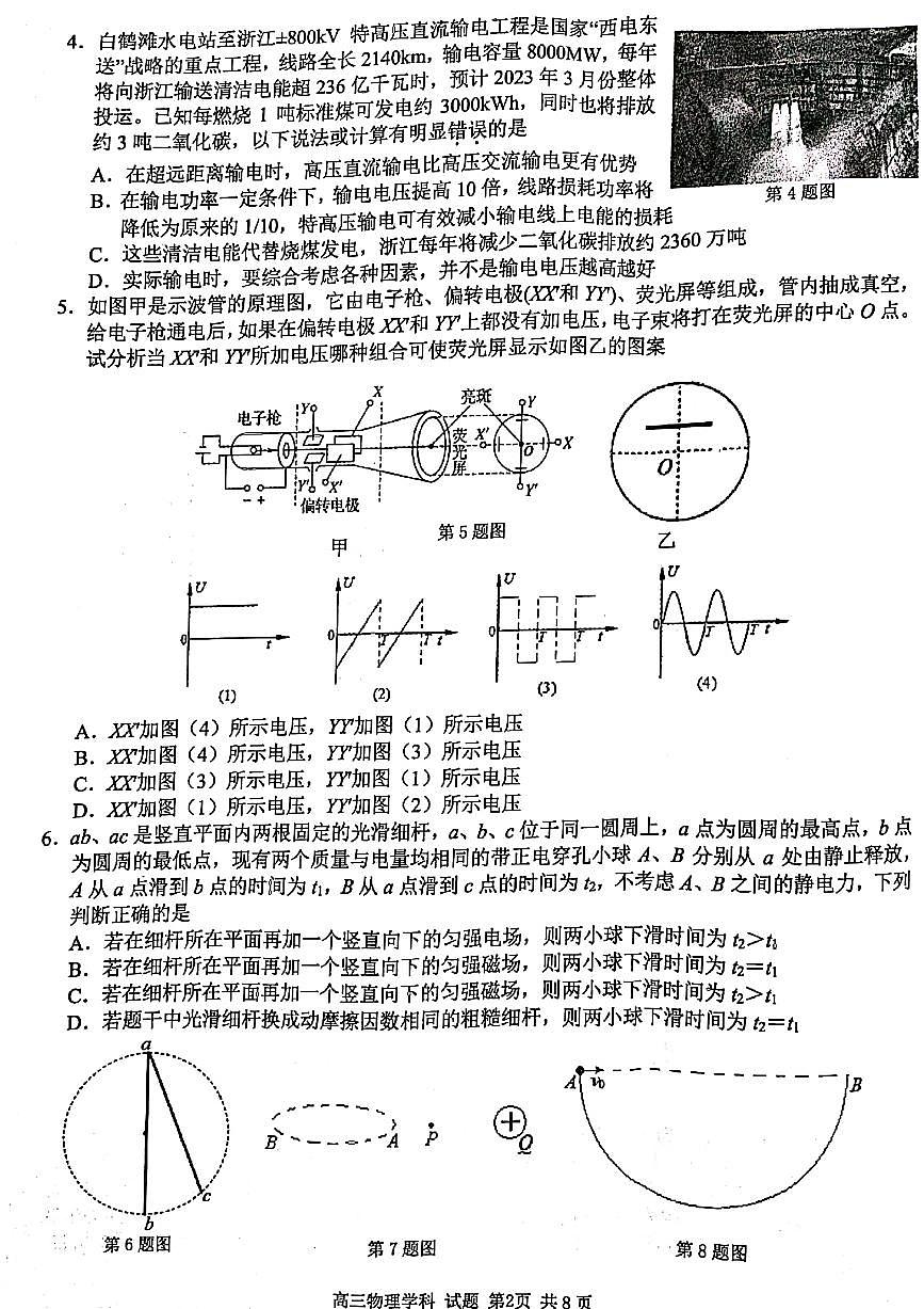 2022屆浙江省精誠聯(lián)盟高三下學(xué)期5月適應(yīng)性聯(lián)考 物理 PDF版第2頁