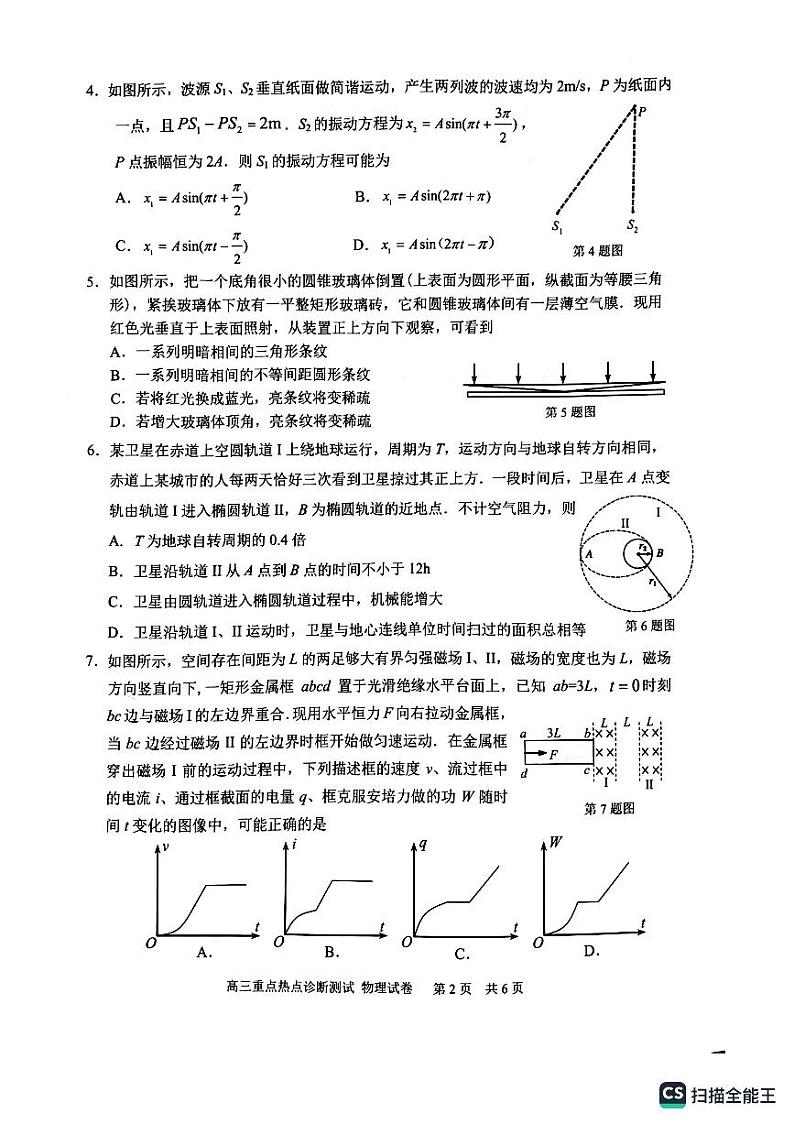 江苏省新高考基地学校2022-2023学年高三下学期大联考3月月考试题物理PDF版无答案第2页