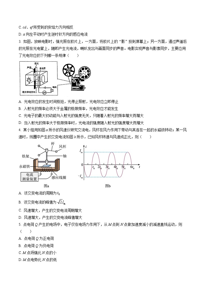 2023届广东省广州市普通高中高三下学期综合测试(一)物理试题(原卷版)第2页