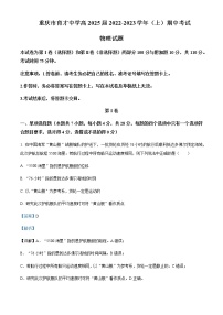 2022-2023学年重庆市育才中学高一上学期期中考试物理试题含解析