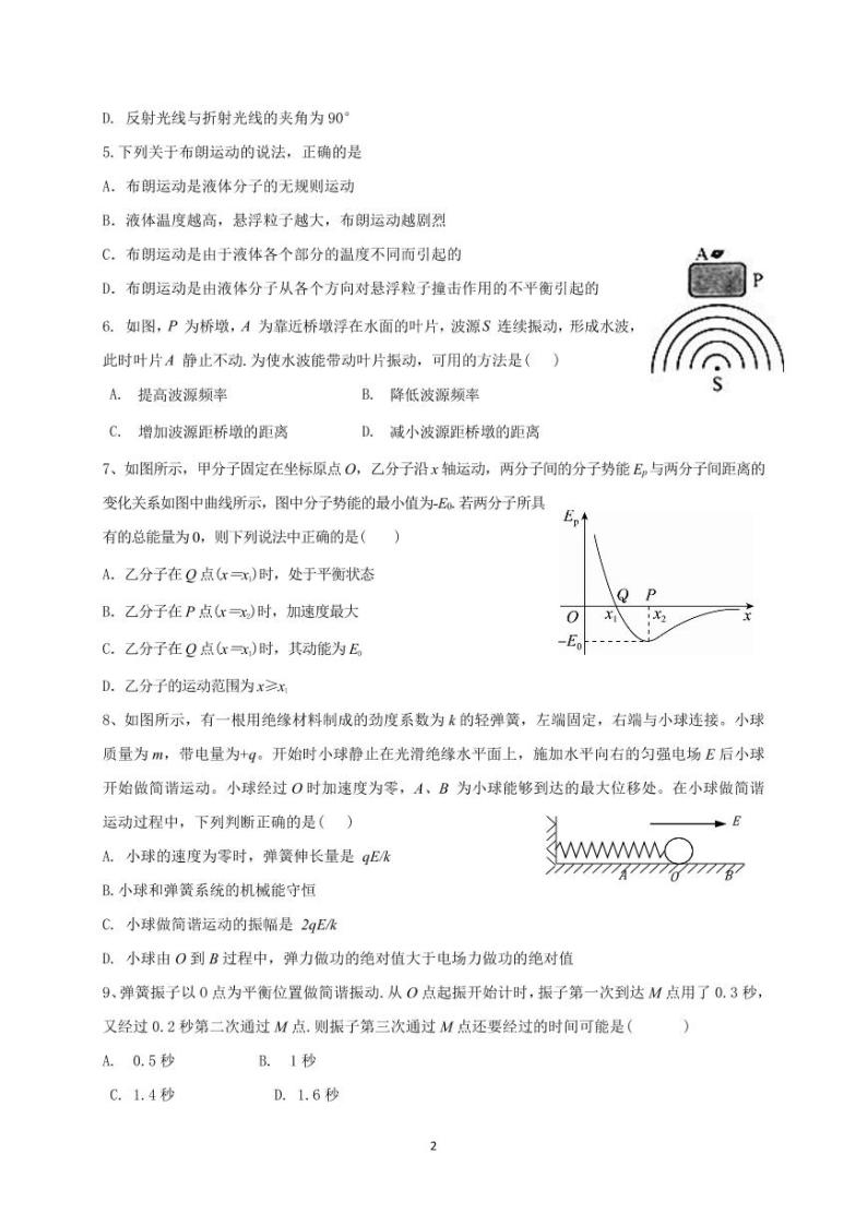2023浙江省余姚中学高二下学期3月月考试题物理PDF版含答案（可编辑）02