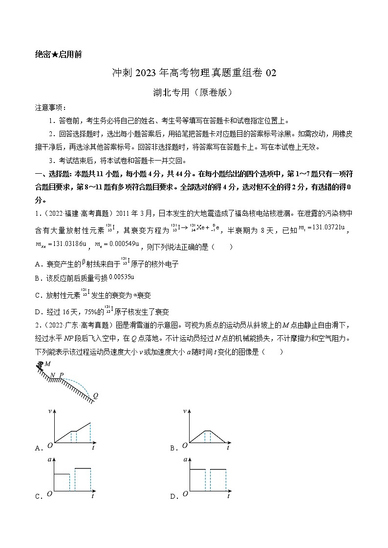 卷02——【備考2023】高考物理真題重組卷(湖北專用)(原卷版)第1頁(yè)