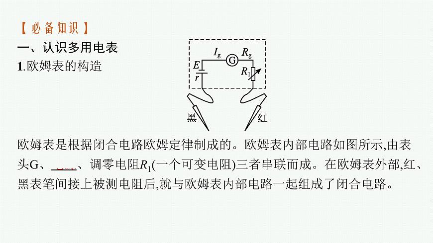 第4章　閉合電路歐姆定律與科學(xué)用電 第3節(jié)　科學(xué)測量 用多用電表測量電學(xué)量    第4節(jié)　科學(xué)用電課件PPT第6頁