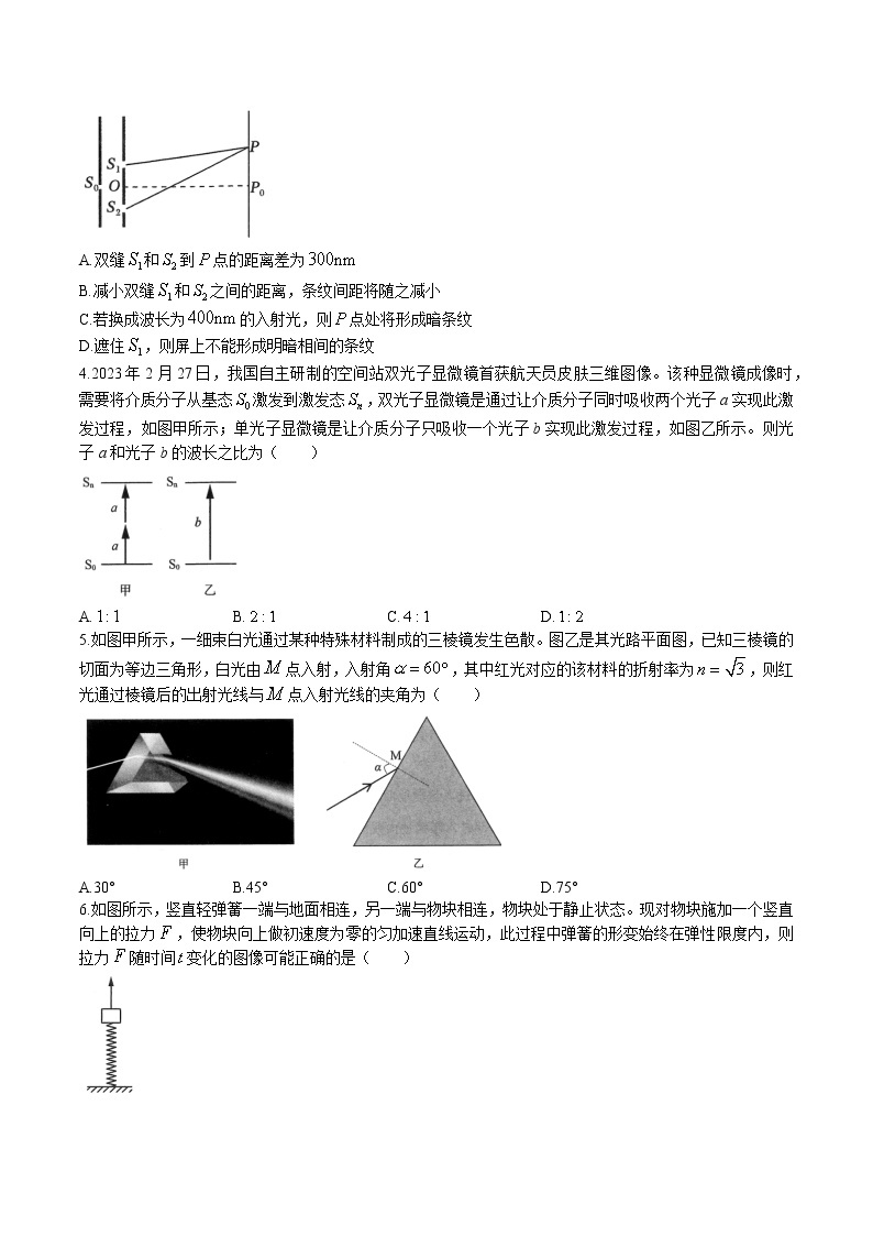 2023届山东省济南市高三下学期一模考试物理试题及答案02