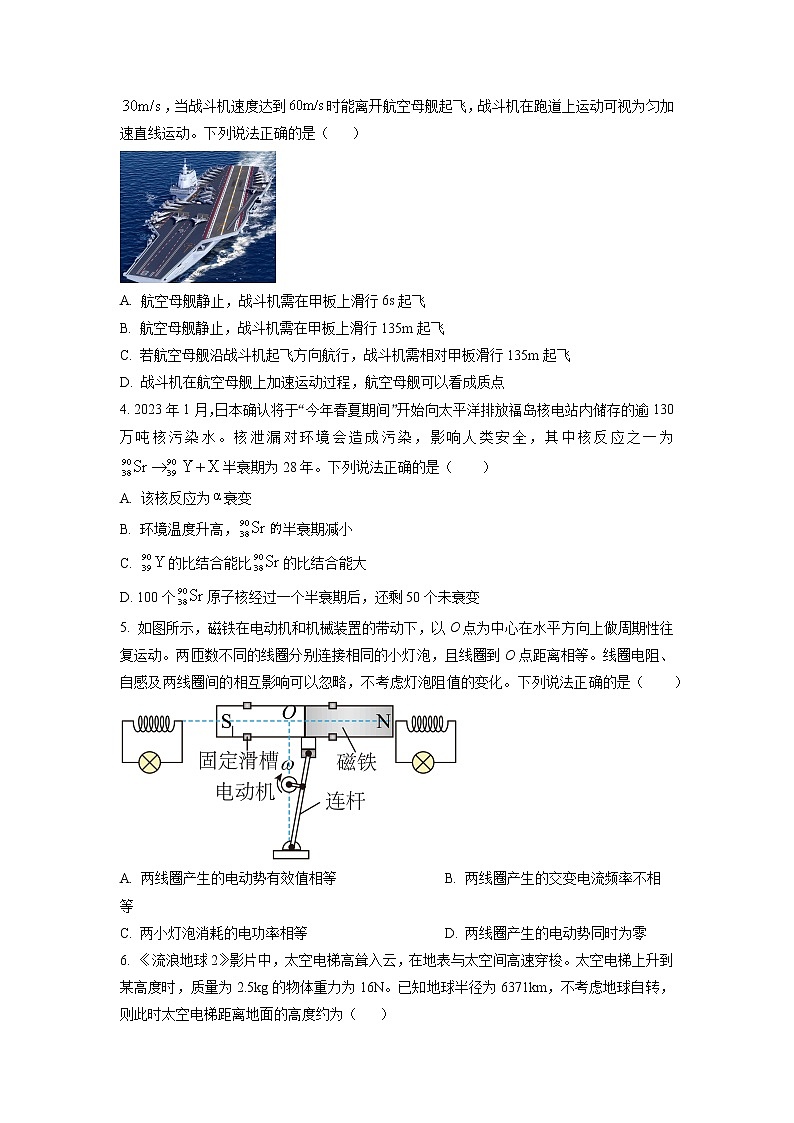 浙江省温州市普通高中2023届高三物理下学期3月第二次适应性考试(二模)试卷(Word版附答案)第2页