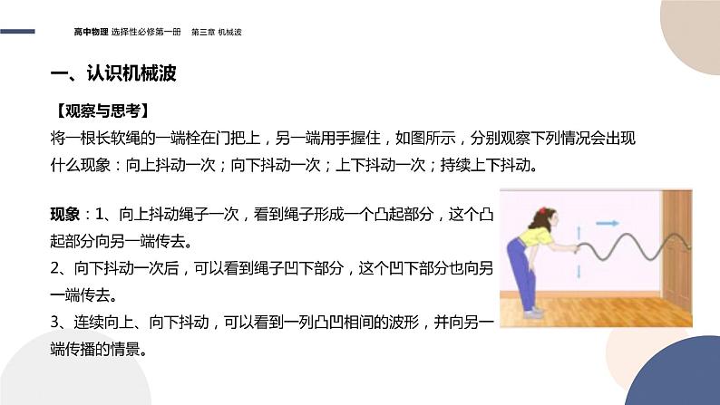 粤教版高中物理选择性必修第一册·第三章机械波3.1机械波的产生和传播(课件PPT)04