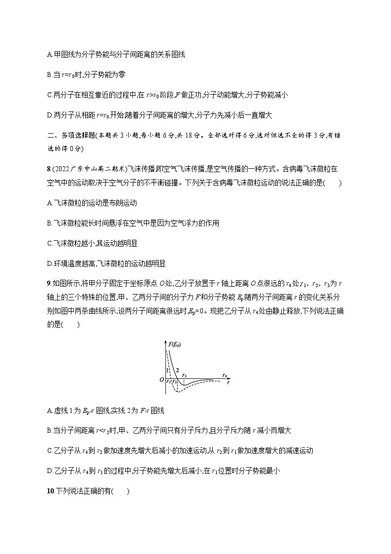 人教版高中物理选择性必修第三册第一章测评含答案第3页