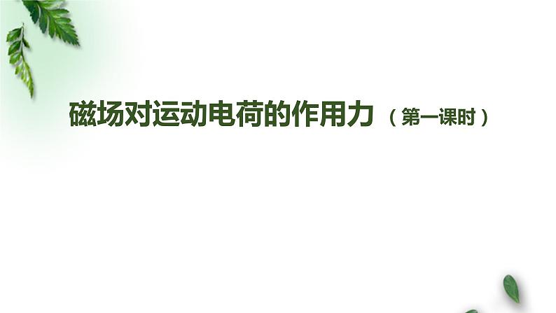 2022-2023年人教版(2019)新教材高中物理选择性必修2 第1章安培力与洛伦兹力第2节磁场对运动电荷的作用力(第一课时)课件01