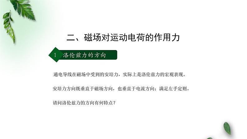 2022-2023年人教版(2019)新教材高中物理选择性必修2 第1章安培力与洛伦兹力第2节磁场对运动电荷的作用力(第一课时)课件03