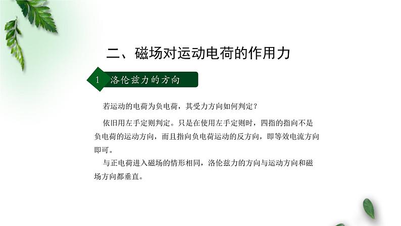 2022-2023年人教版(2019)新教材高中物理选择性必修2 第1章安培力与洛伦兹力第2节磁场对运动电荷的作用力(第一课时)课件08