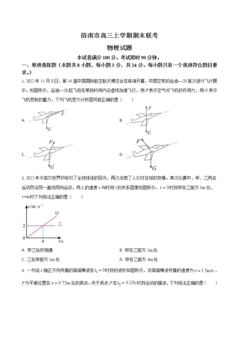 2022-2023学年山东省济南市高三上学期1月期末检测（一模） 物理（解析版）01