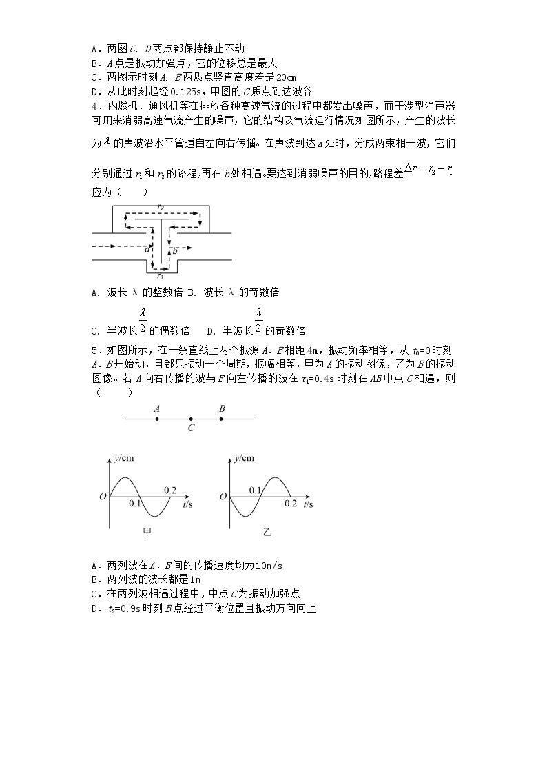 物理沪科版选择性必修第一册 第5节波的干涉与衍射作业(解析版)第一课时(2)02
