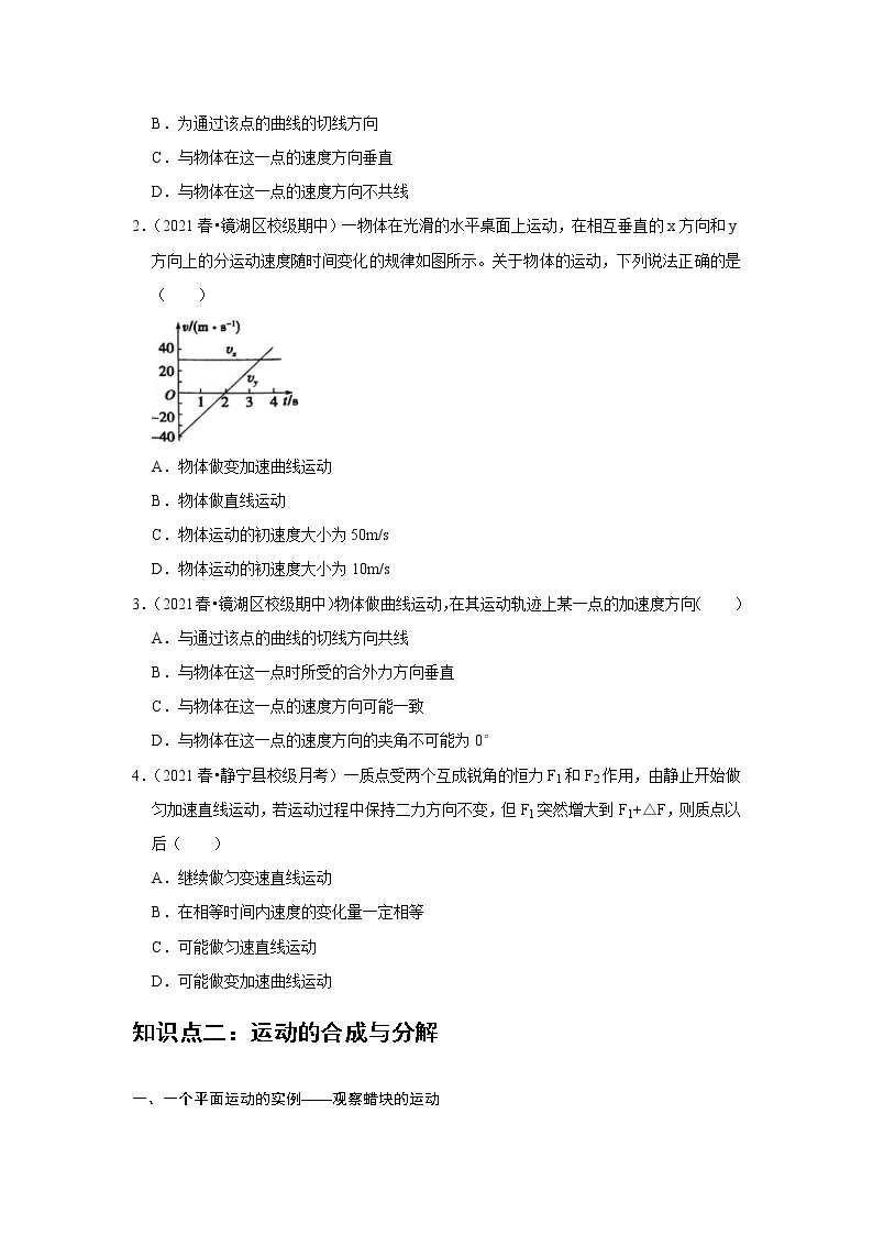 新课改-高中物理-必修第2册  01 C曲线运动 提升版 试卷03