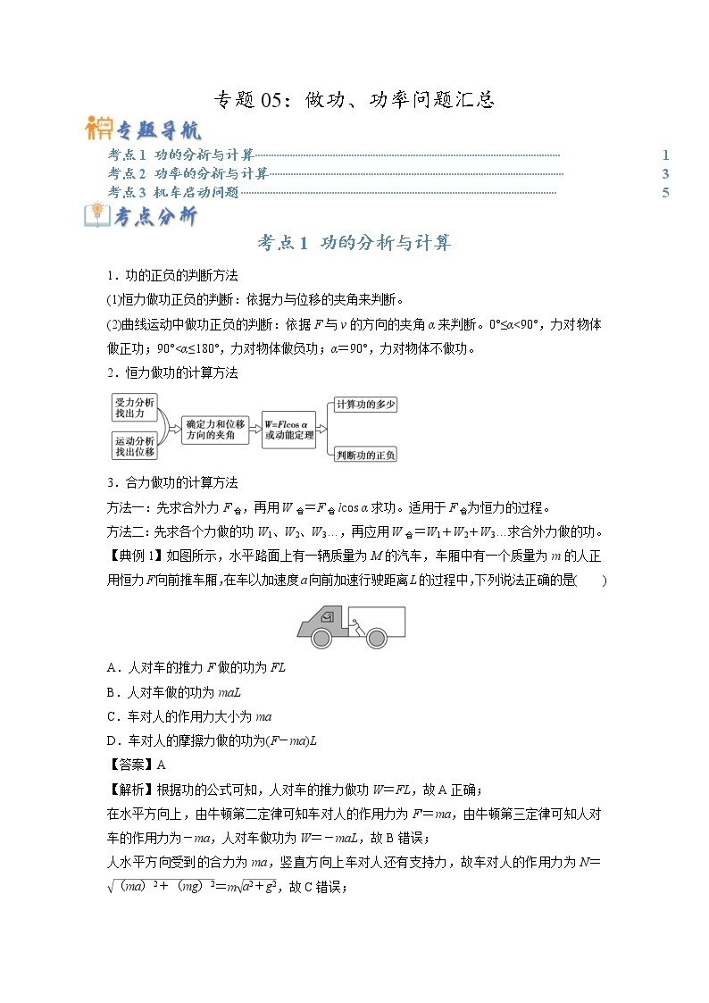 专题05 做功、功率问题汇总-2023年高考物理毕业班二轮热点题型归纳与变式演练（全国通用）01