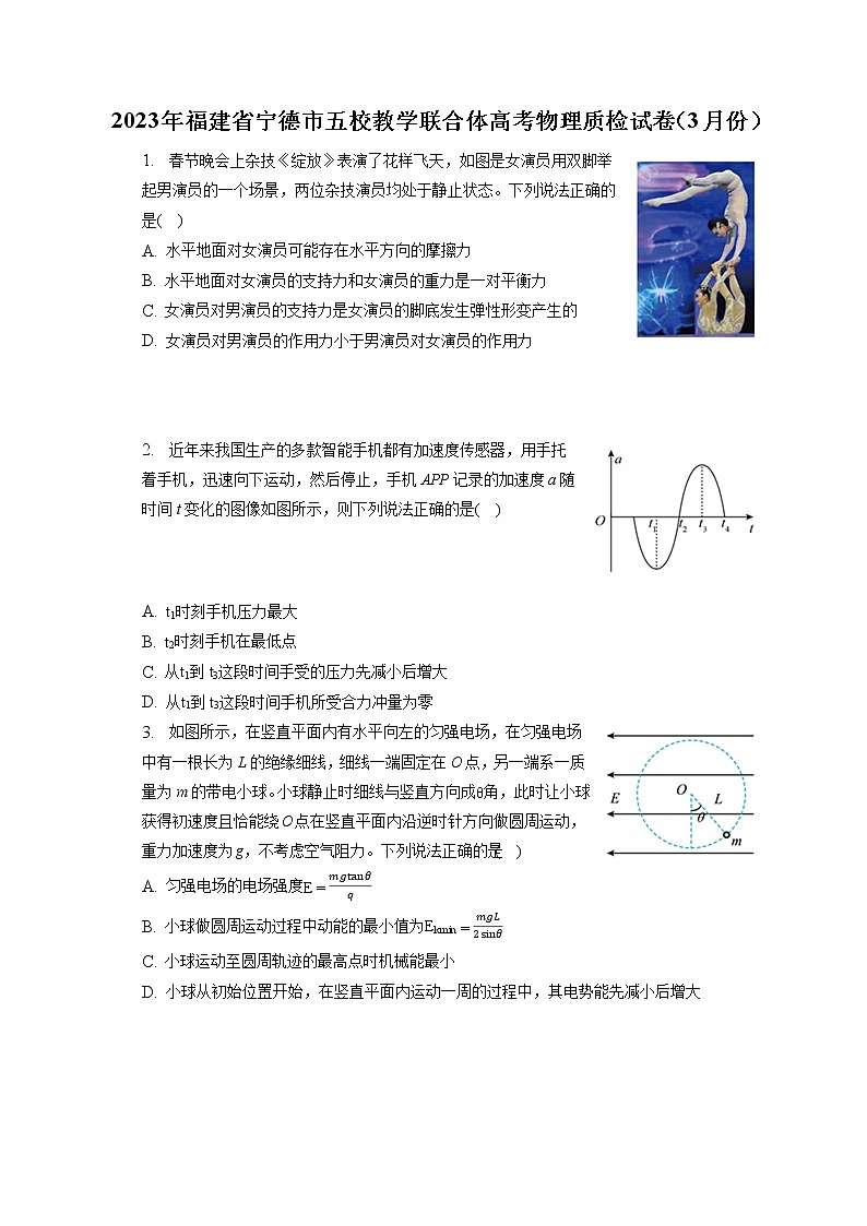 2023年福建省宁德市五校教学联合体高考物理质检试卷(3月份)(含答案解析)第1页