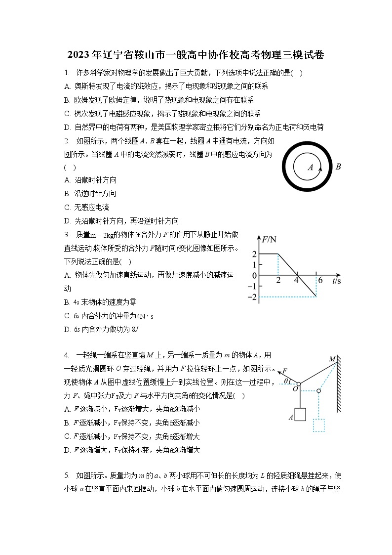 2023年辽宁省鞍山市一般高中协作校高考物理三模试卷（含答案解析）01