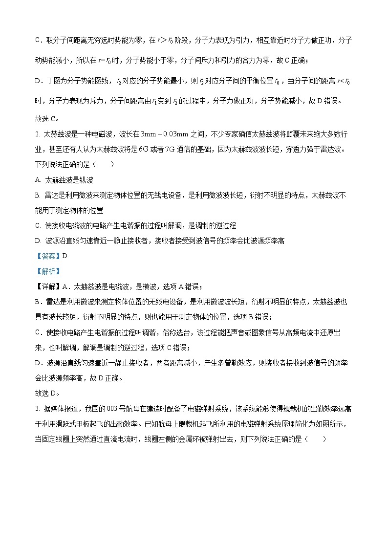 2021-2022学年江苏省苏州市实验中学高二下学期期中物理试题 （解析版）02