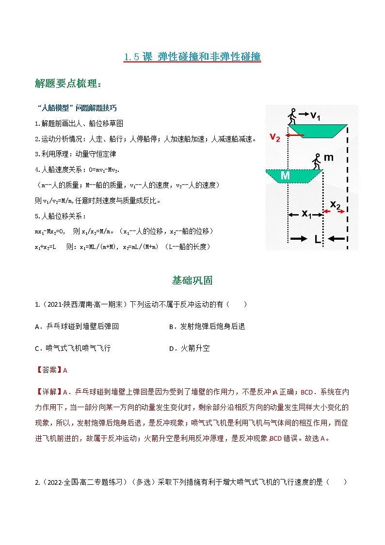 第1.6课 反冲现象 火箭 (解析版)-2022-2023学年高二物理同步精品课堂(人教版2019选择性必修第一册)第1页