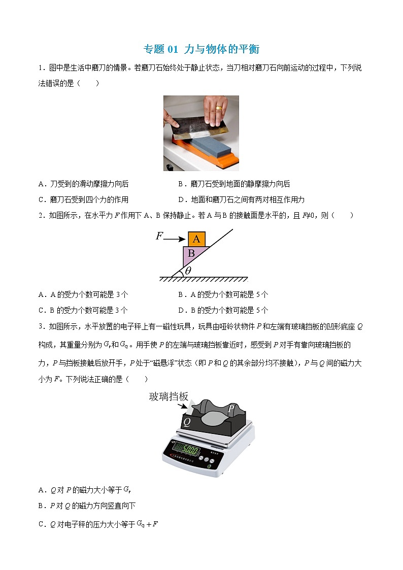 专题01 力与物体的平衡 【练】(原卷版)第1页