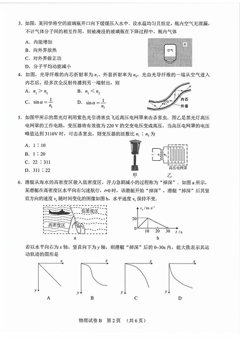 2023年广州市普通高中毕业班综合测试(二)物理第2页