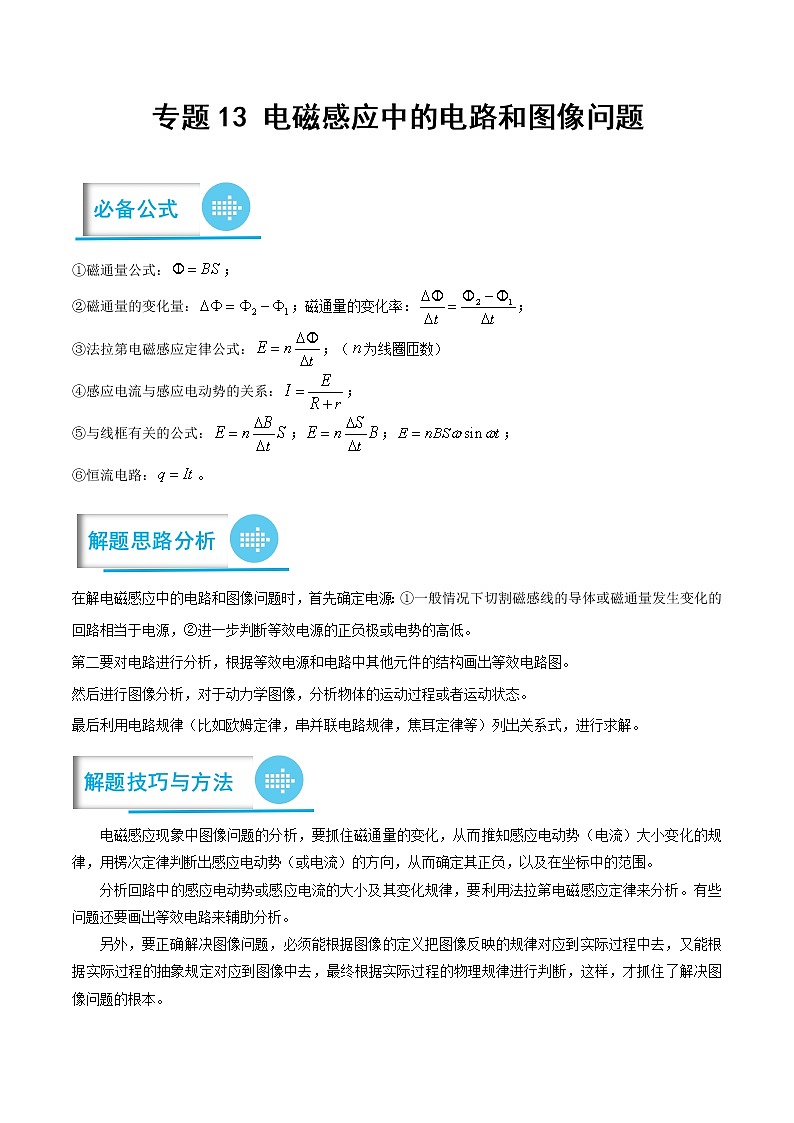 专题13 电磁感应中的电路和图像问题(原卷版)——【备考2023】高考物理计算题专题精讲精练学案第1页