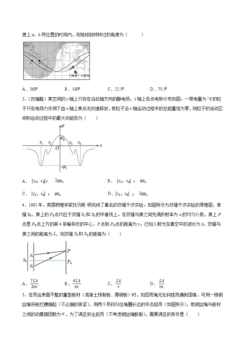 2023年高考考前押题密卷-物理(山东卷)(A4考试版)02