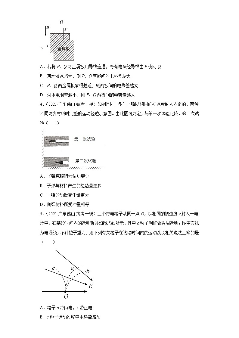 广东省佛山市高考物理三年(2021-2023)模拟题(一模)按题型分类汇编-01选择题02