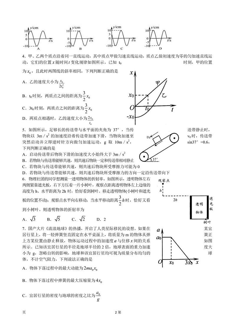 山东省2022届高三校际联合考试 (二模)物理试卷第2页