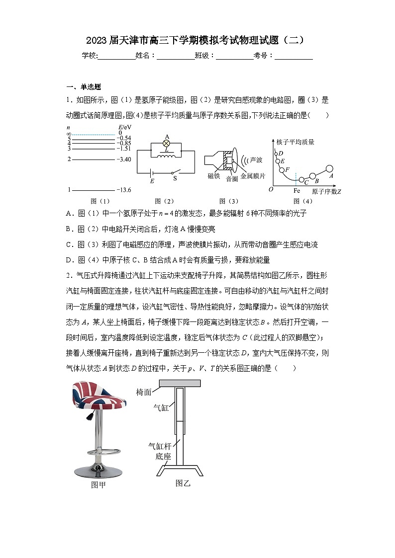 2023届天津市高三下学期模拟考试物理试题(二)01
