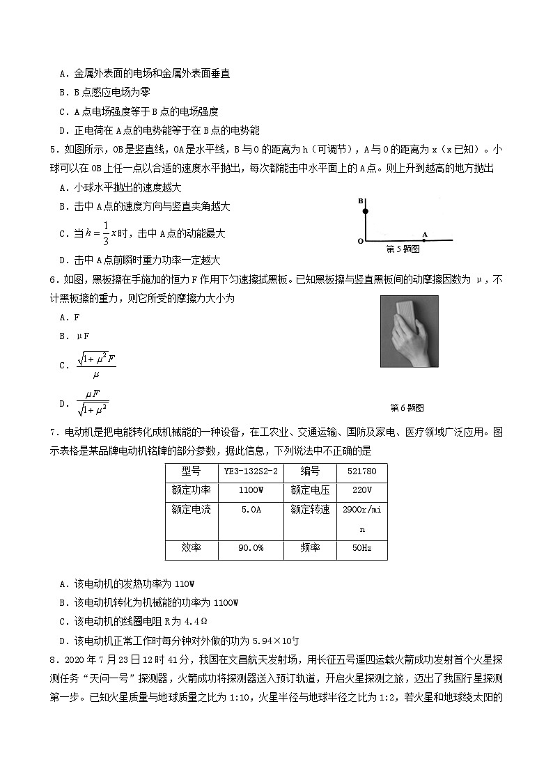 浙江省2022届高三物理普通高校招生鸭科目考试模拟卷二冲刺版02